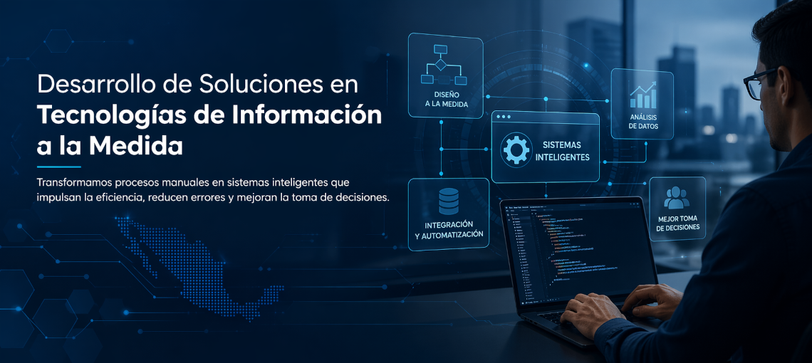 Transformamos procesos manuales en sistemas inteligentes que impulsan la eficiencia, reducen errores y mejoran la toma de decisiones.